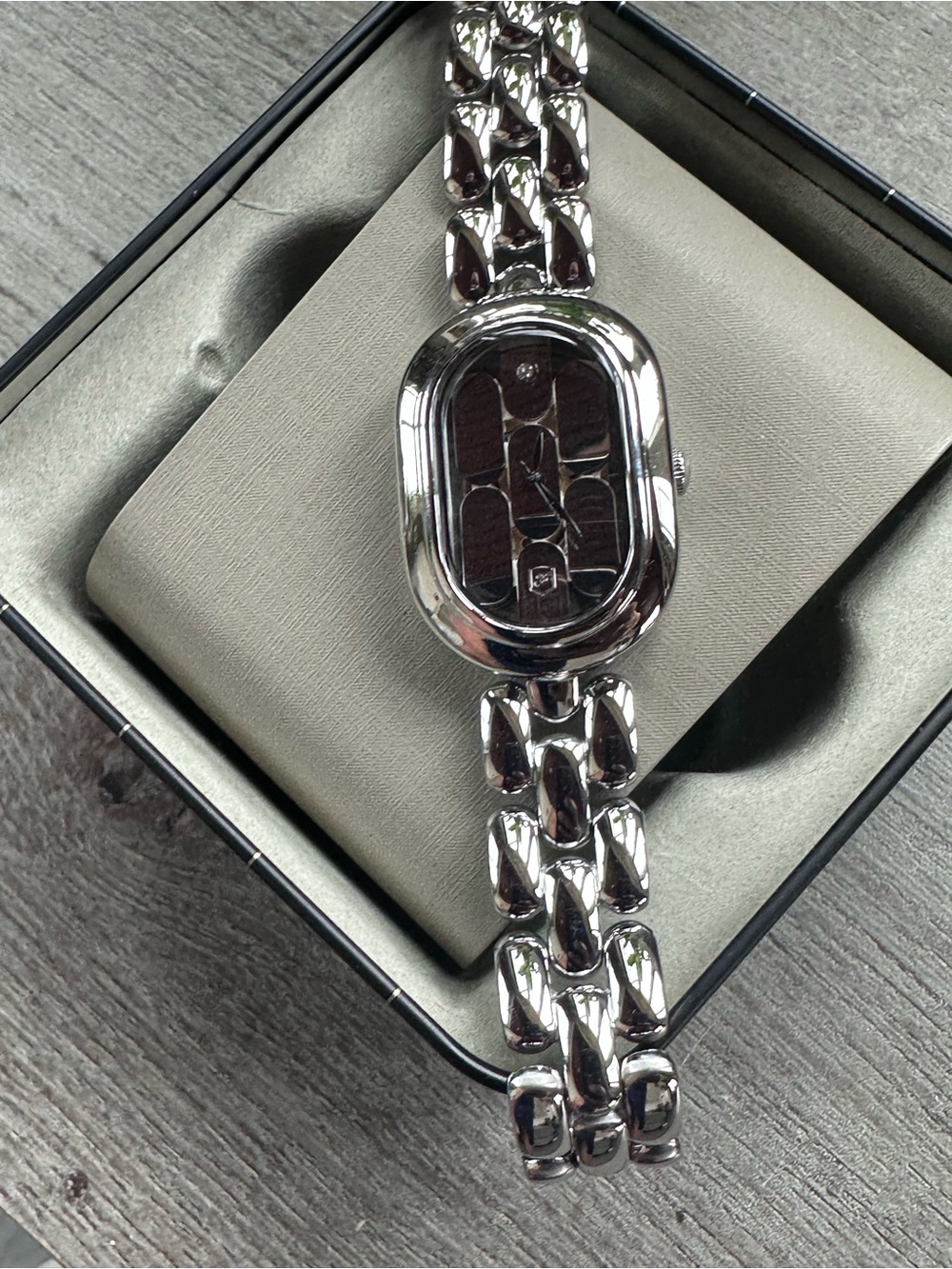Silver Fossil Bracelet-Style Watch band with Fossil Tin included